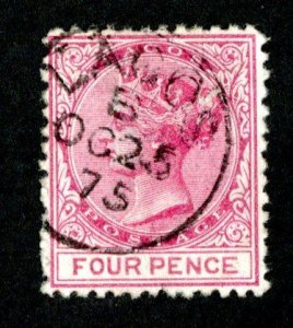 1076 bcx Lagos 1874 scott #4 used (offers welcome)