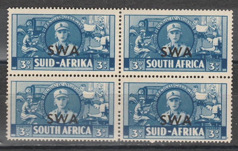 SOUTH WEST AFRICA 1941 WAR 3D MNH ** BLOCK OF 4