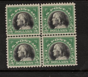 USA #524 Very Fine Never Hinged Center Line Block