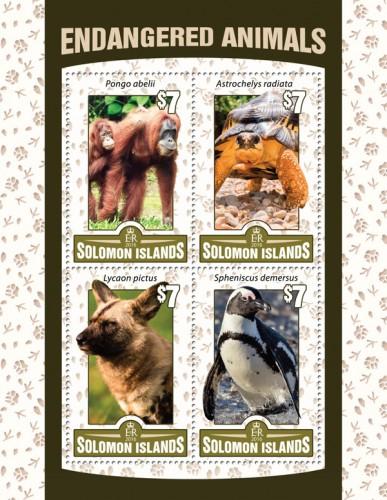SOLOMON ISLANDS 2016 SHEET ENDANGERED ANIMALS WILDLIFE MONKEYS TURTLES slm16108a