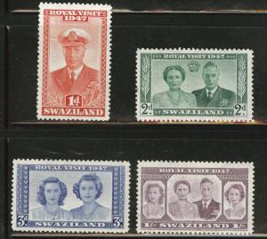 Swaziland Scott 44-47 MH* 1947 Royal visit set  CV$0.80