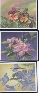 Zaire # 1610-1612, Flowers & Insects souvenir Sheets  Mint NH, 1.2 Cat.