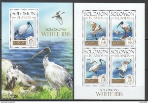 2013 Solomon Islands White Ibis Fauna Birds #2242-46 1+1 ** Ls162