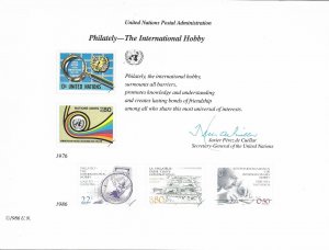 United Nations Souvenir Card, #29, Philately - The International Hobby