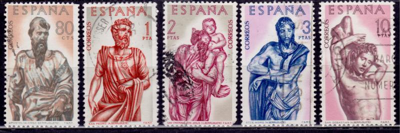 Spain, 1962, Wood Carvings by Alonso Berruguete, sc#1116-1120, used