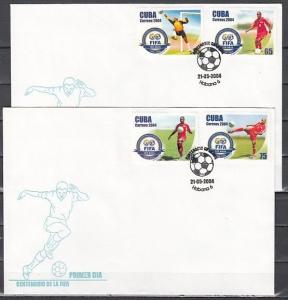 Cuba, Scott cat. 4400-4403. FIFA, Soccer issue. 2 First Day Covers.