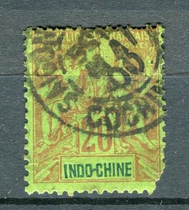 FRENCH COLONIES; 1890s Classic Tablet issue used 20c value + Postmark, Indo-Chin