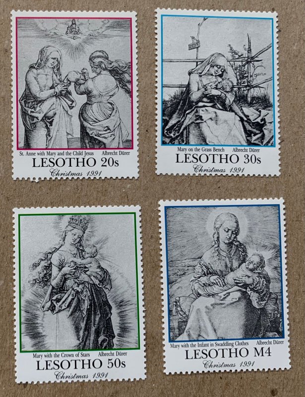 Lesotho 1991 Christmas Durer art, MNH. Scott 851-858 short set, CV $7.30