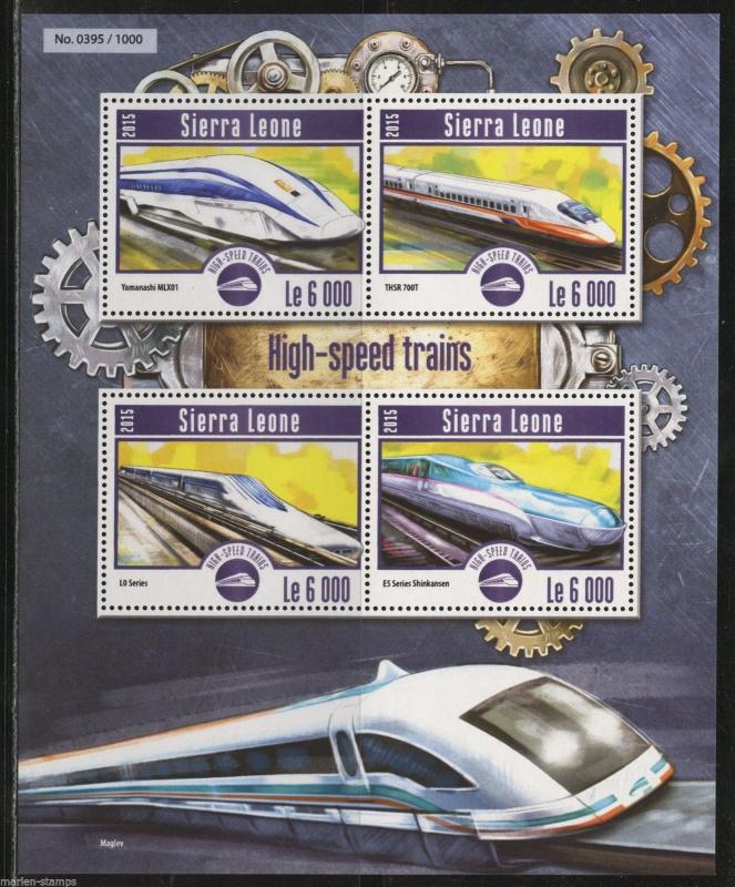 SIERRA LEONE 2015 HIGH SPEED TRAINS SHEET  MINT NH