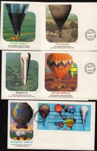 1983 Ballooning Sc 2032-35 2035a block & singles set of 5 Fleetwood