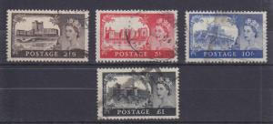 Great Britain Sc 309-312 used. 1955 QEII + Castles cplt, VF