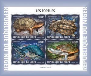 Niger - 2018 Turtles on Stamps - 4 Stamp Sheet - NIG18606a