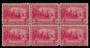 *329,  BLOCK OF 6, FINE-VERY FINE, NEVER HINGED, SCOTT $450.00