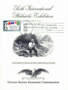 US Banknote Corp SO1 Sipex Souvenir Card Gold Miner Last Day Show Cancel 1966