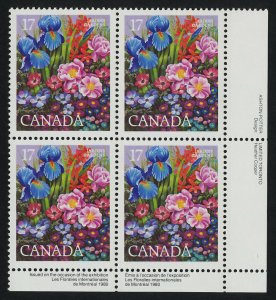Canada 855 BR Plate Block MNH Flower Garden