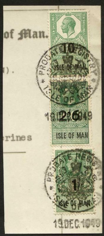 Isle of Man KGV 2/6 PAIR and KGVI 2/6 PAIR Key Plate Type Revenues CDS on Piece 