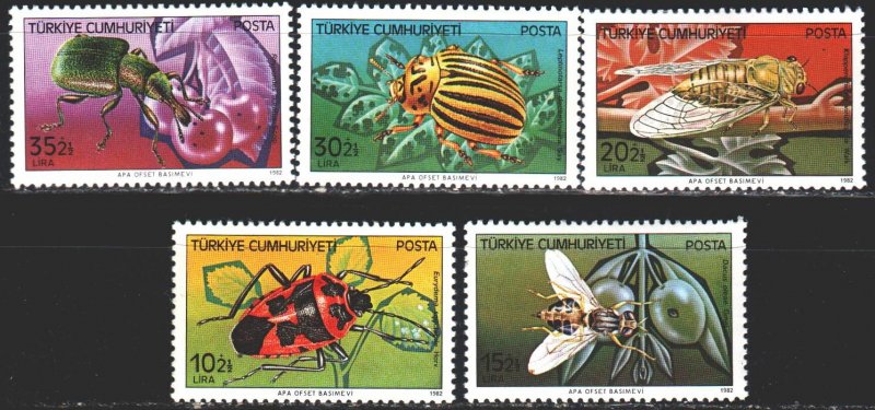 Turkey. 1982. 2611-15. Insects, fauna. MNH.