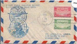 San Francisco, Ca to Hong Kong to Provo, Ut 1937 1st Pacific Clipper Flt (49646)