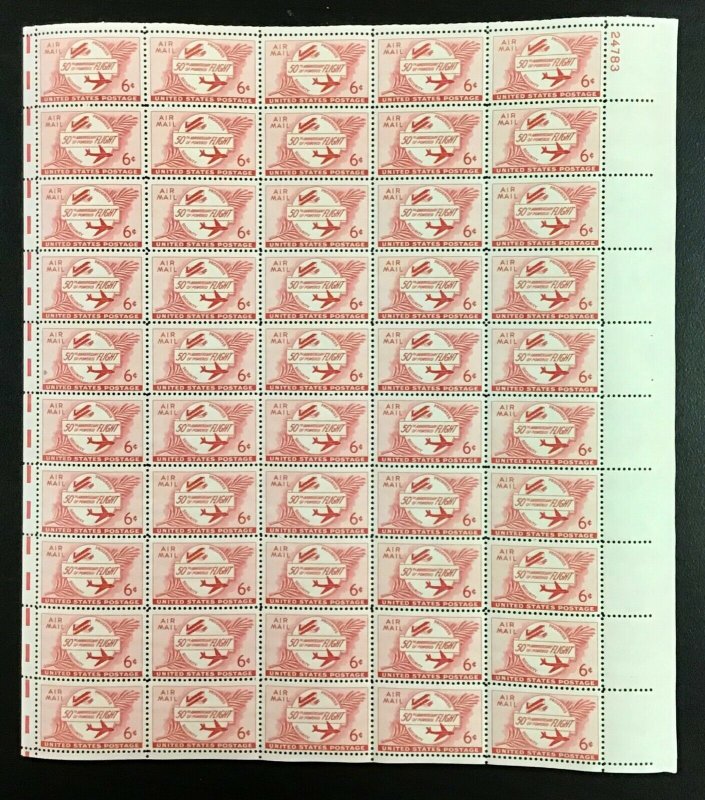 C47  Powered Flight 50th Anniversary Airmail MNH 6 c Sheet  of 50  FV $3.00 1953