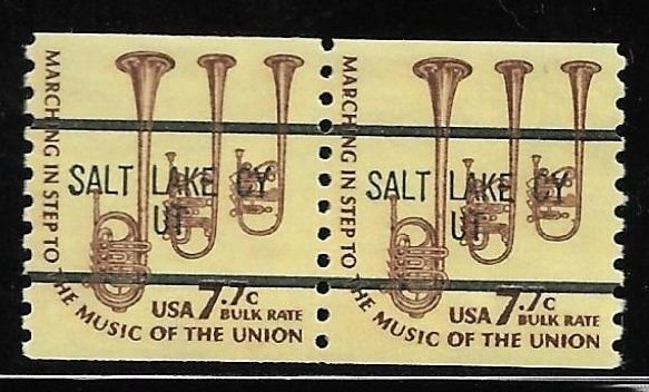 MNH US Bureau Precancels: UT; Salt Lake City #1614a–87 7.7¢ Americana Coil Pair