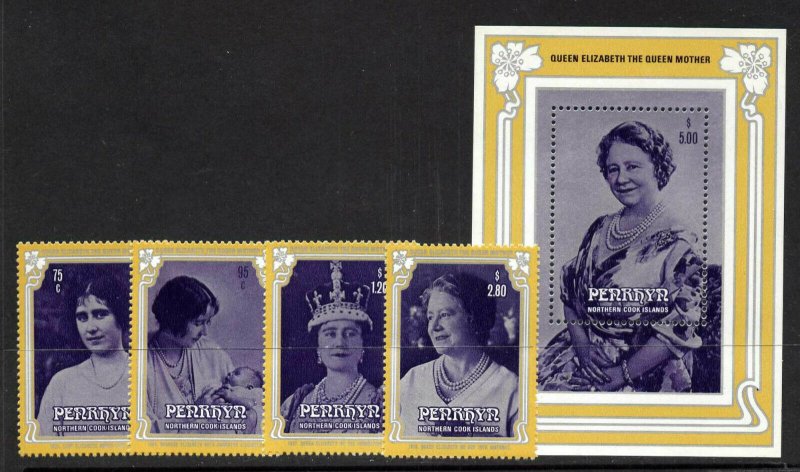 Penrhyn Island 319-23 MNH Queen Mother 85th Birthday