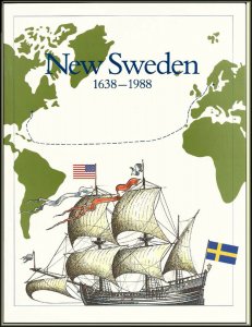 SWEDEN FINLAND USA JOINT ISSUE - 1988 350yrs OF NEW SWEDEN - PANEL - FDI