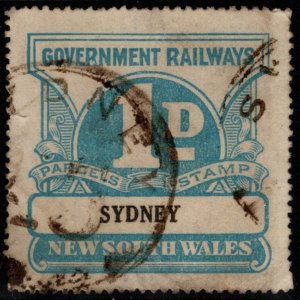 1920's Australia New South Wales Government Railway 1d Parcel Stamp Wate...