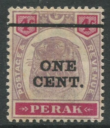 STAMP STATION PERTH Perak #63 Tiger Overprint Wmk 2 MH 1895 - 1899