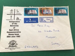 University East Africa 1963 registered Kampala airmail postal cover Ref 61747