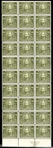 Canada FX1 1/4c Excise Stamp Olive Gray Gem *MNH* Margin Block of 30