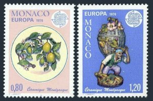 Monaco 1023-1024,MNH.Michel 1230-1231. EUROPE CEPT-1976.Plate,Peddler.