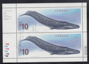 Canada 2405 $10 Blue Whale Sheetlet used