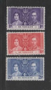 ST. VINCENT #138-140 1937 CORONATIONISSUE MINT VF NH O.G cc