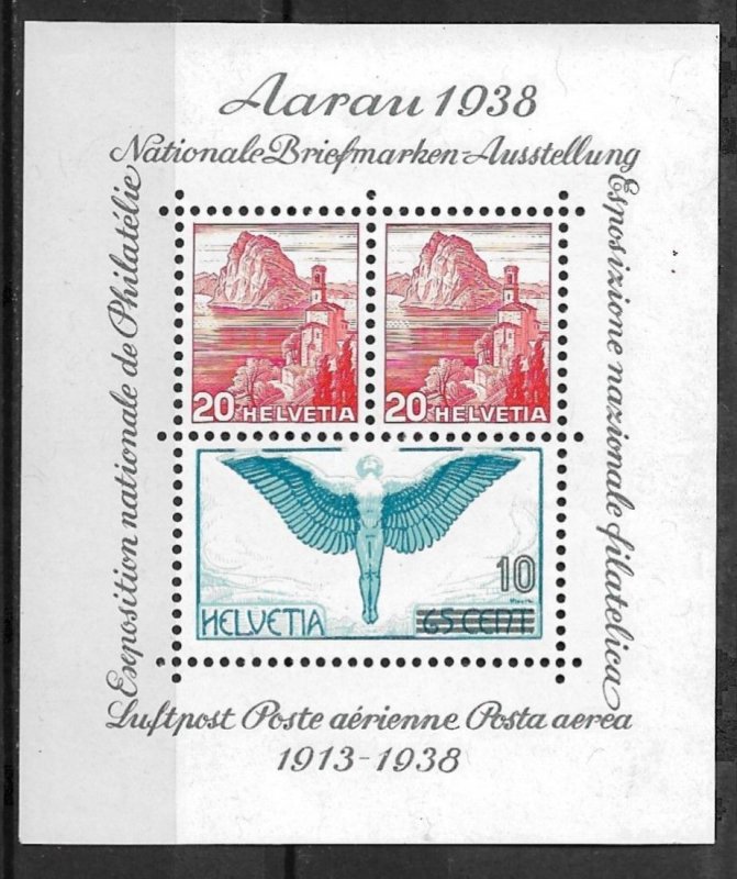 1938 Switzerland Sc242 Natl. Phil. Exhibition at Aarau MNH S/S