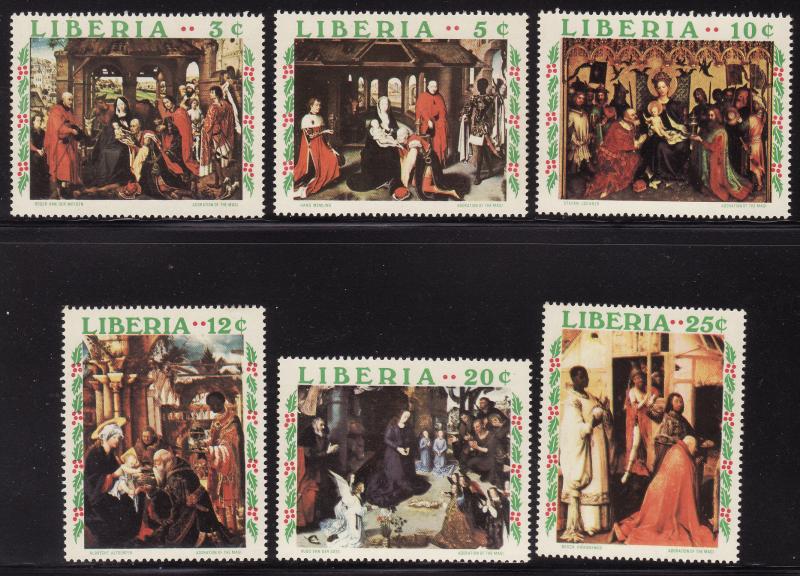 Liberia #534-39 F-VF Mint LH * Christmas 1970