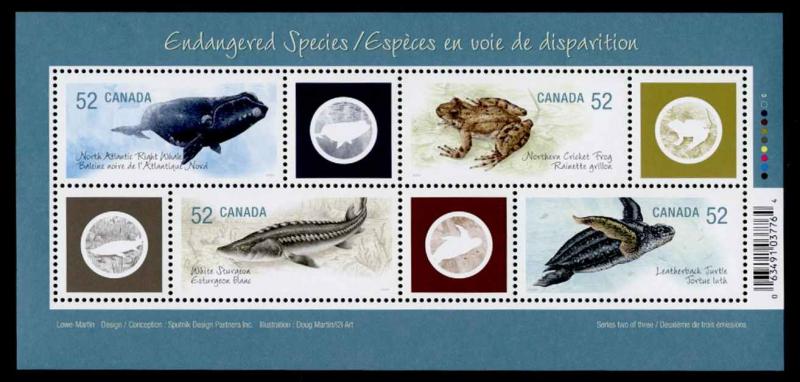 Canada 2229 MNH Endangered Species, Whale, Frog, Turtle Fish