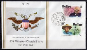 Belize 1974 Sc#363/364 SIR WINSTON CHURCHILL Set (2) SPECIAL LIMITED FDC