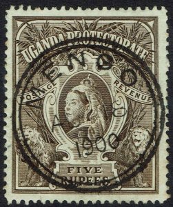 UGANDA 1898 QV LIONS 5R USED 