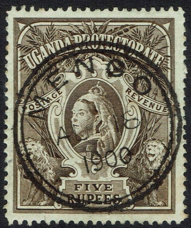 UGANDA 1898 QV LIONS 5R USED 