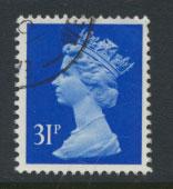 GB QE II Machin - SG X982   Used  31p Ultramarine Harriosn phosphorised paper 