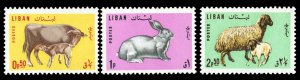 Lebanon #440-442 Cat$6.75, 1965 Animals, set of three, never hinged