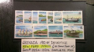 Grenada 1982-84 Definitive New Perf. 12 1/2 x 12. Scott#1002a-1020a complete MNH