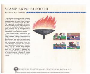 BEP B-67 Souvenir Card Stamp Expo 1984, unused w/envelope