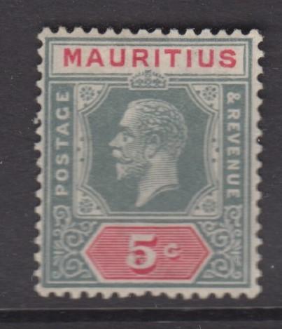 Mauritius - Scott 184 - KGV Definitives -1922 - MVLH - Single 5c Stamp