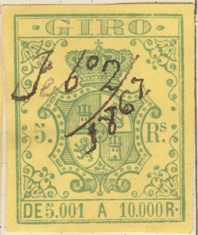 ESPAGNE / SPAIN / ESPAÑA 1861 Sello Fiscal (GIRO) 5 reales - Usado