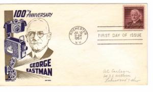 US 1062 (Me-6) 3c George Eastman on FDC Cachet Craft Boll Cachet ECV $12.50