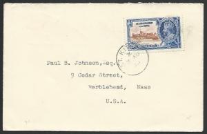 ST KITTS NEVIS 1935 cover to USA, Jubilee 2½d. St Kitts cds................53142