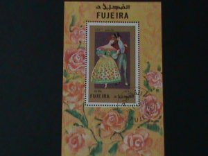 ​FUJEIRA-1970- -PAINTING-LADY & GENTELMAN-BY SIECLE-CTO- S/S FANCY CANCEL-VF