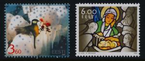 Estonia 478-9 MNH Christmas, Stained Glass, Bird