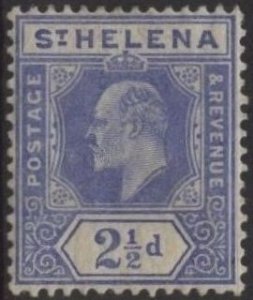 Saint Helena 56 (mlh) 2½p Edward VI, ultra (1908)